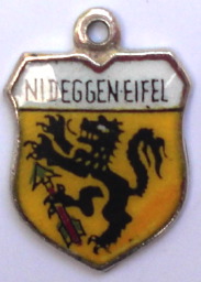 NIDEGGEN, Germany - Vintage Silver Enamel Travel Shield Charm - Click Image to Close